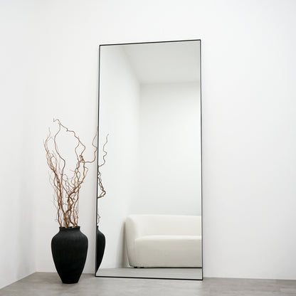 Xavril – Großer, rechteckiger Ganzkörperspiegel aus schwarzem Metall, 179 cm x 80 cm